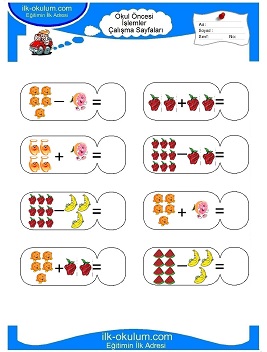 Çocuklar İçin toplam işlemi yaprak testleri 